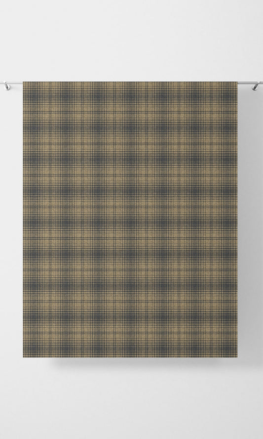 Plaid Home Décor Fabric Sample (Yellow & Navy Blue/Grey)