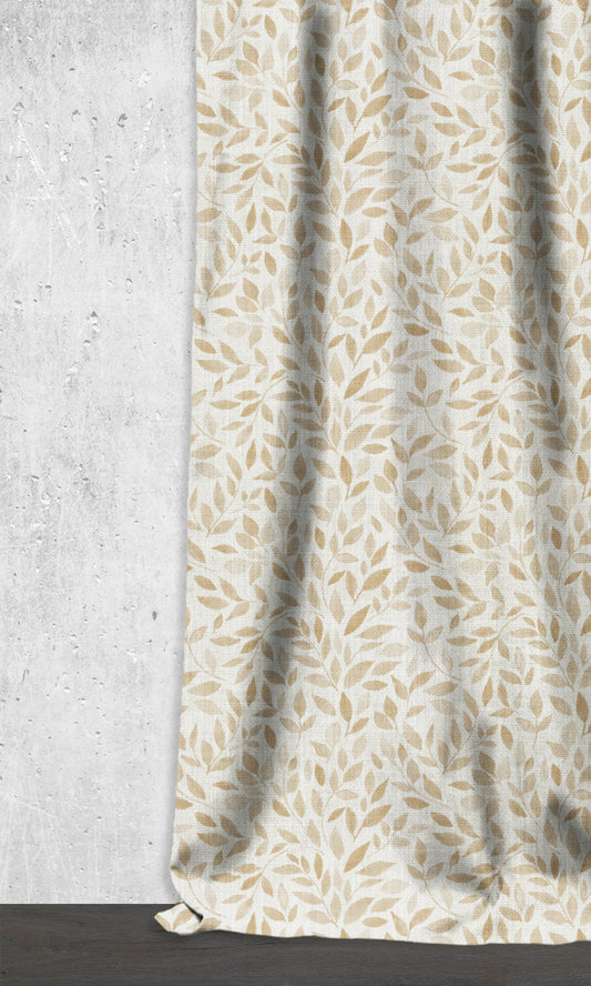 Botanical Print Drapes (White/ Brown)