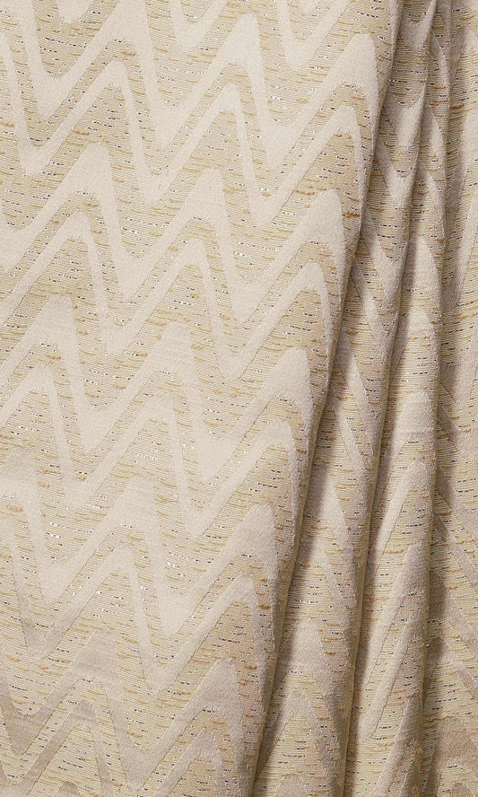 Self-Patterned Chevron Home Décor Fabric By the Metre (Beige/ Cream)