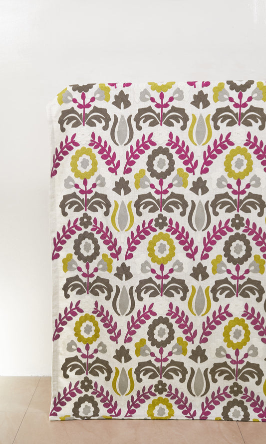 Floral Drapes (White/ Magenta/ Gray/ Green)