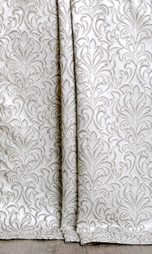 Floral Textured Drapes (White/ Black)