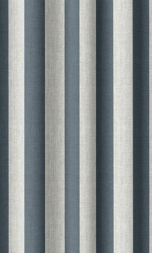 Modern Striped Custom Curtains (Petrol Blue/ White)