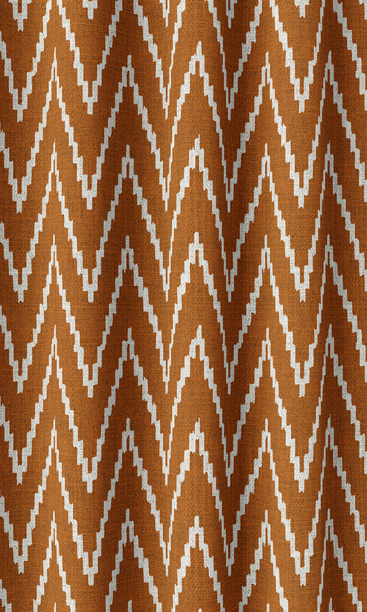 Chevron Print Window Curtains (Orange/ White)