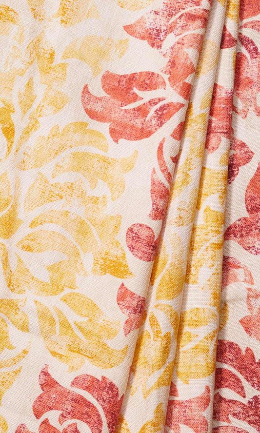 Printed Home Décor Fabric Sample (Red/ Yellow)