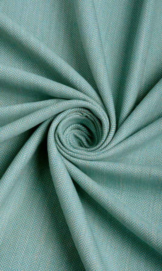 Herringbone Textured Curtains (Turquoise Blue)