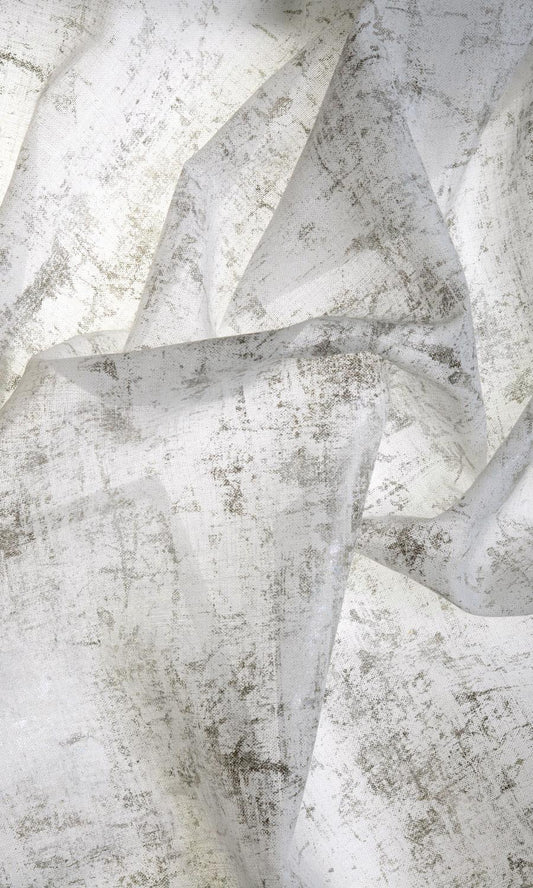 Sheer Home Décor Fabric Sample (White/ Metallic Silver/ Grey)