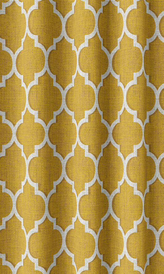 Trellis Tile Print Home Décor Fabric Sample (Yellow/ White)