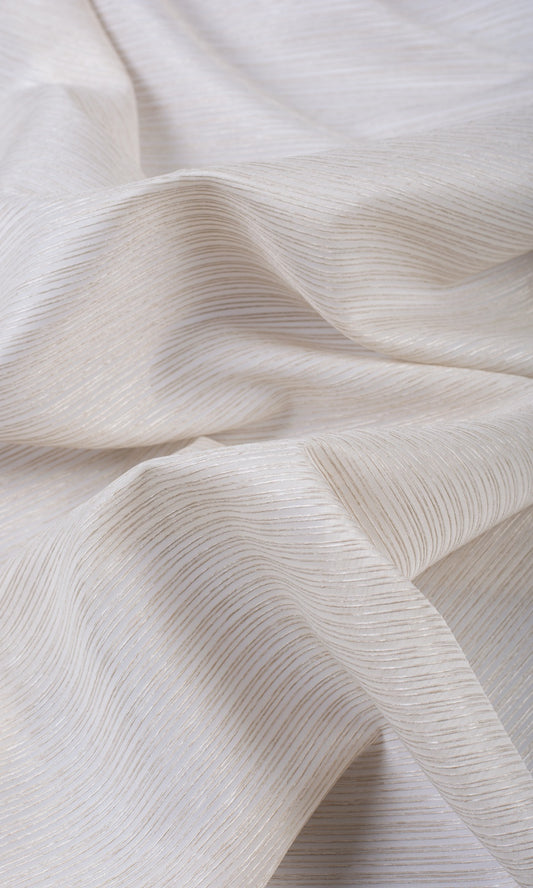 Striped Sheer Home Décor Fabric Sample (Pale Beige / Warm Ivory)