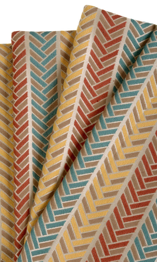 Herringbone Patterned Home Décor Fabric By the Metre (Red/ Blue/ Yellow/ Beige)