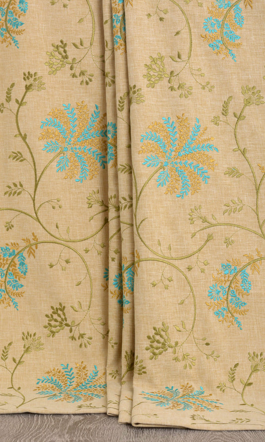 Floral Embroidered Drapes (Beige/ Brown/ Green/ Blue)