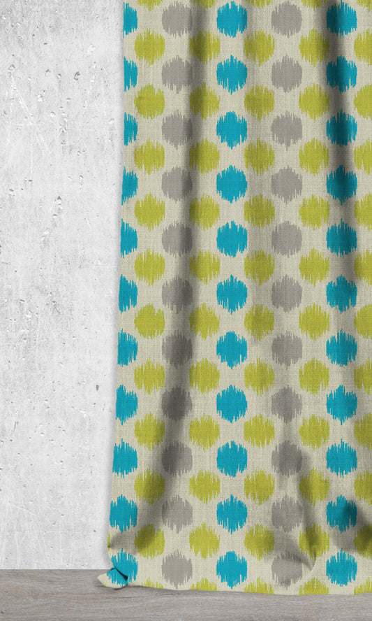 Printed Window Curtains (Blue/ Green/ Grey)