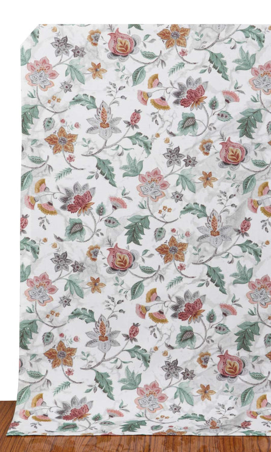 Floral Cotton Drapes (Red/ Pink/ Green)