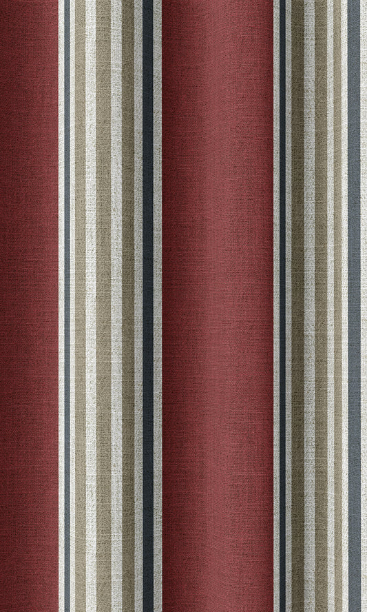 Striped Curtains (Deep Red/ Beige)