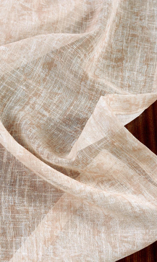 Textured Sheer Drapes (Salmon Pink/ Peach Orange)