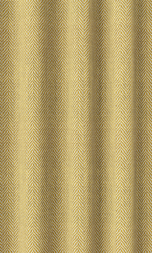 Herringbone Print Curtains (Deep Yellow/ White)