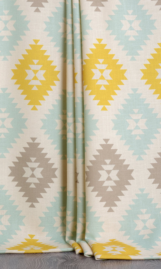 Argyle Patterned Home Décor Fabric Sample (Yellow/ Blue/ Gray/ White)