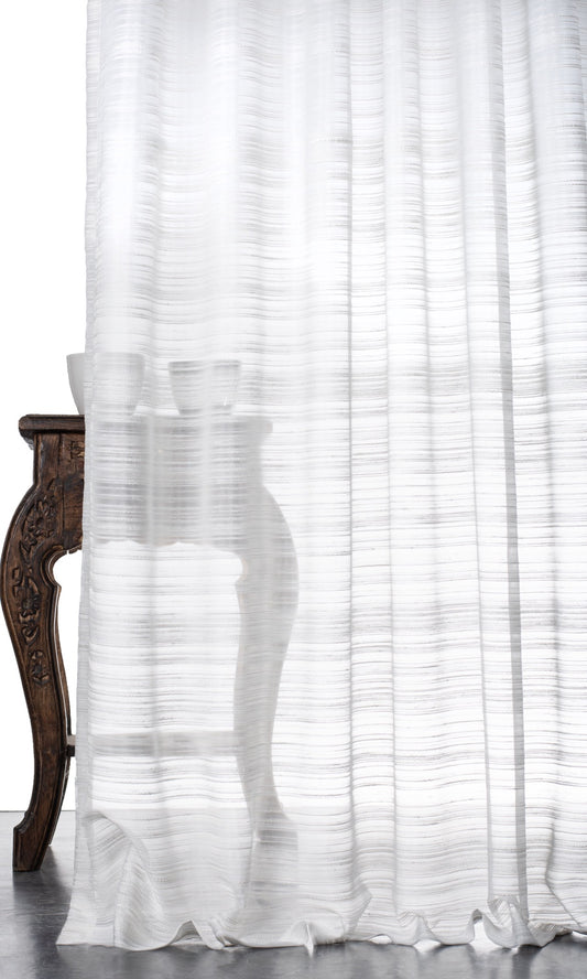 Striped Sheer Curtains (White)