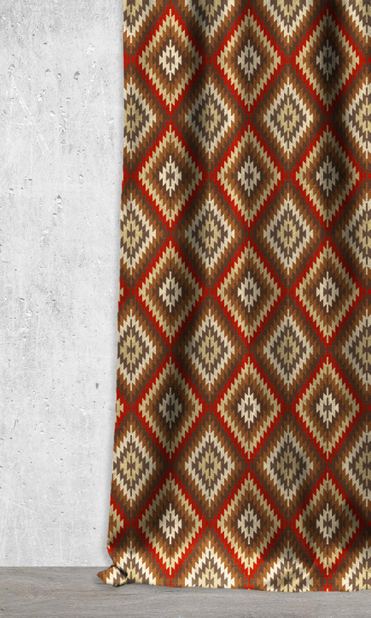 Made-to-Order Home Décor Fabric By the Metre (Red/ Brown)