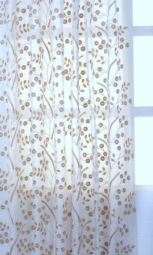 Nature Inspired Sheer Drapes (White/ Golden Beige)