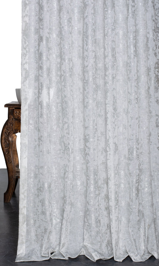 Metallic Accents Semi-Sheer Drapes (White)