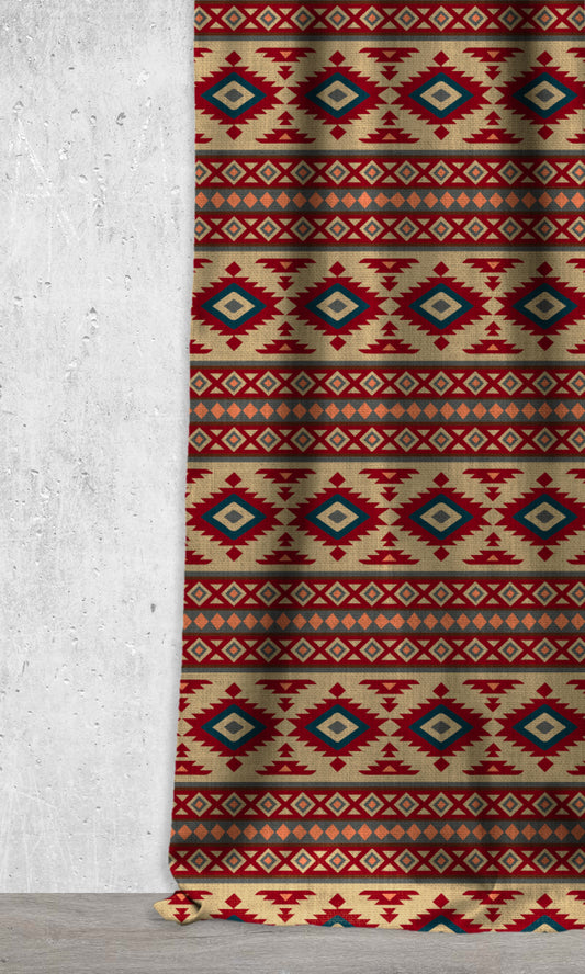 Custom Window Home Décor Fabric By the Metre (Sandy Beige/ Chilli Red/ Blue)