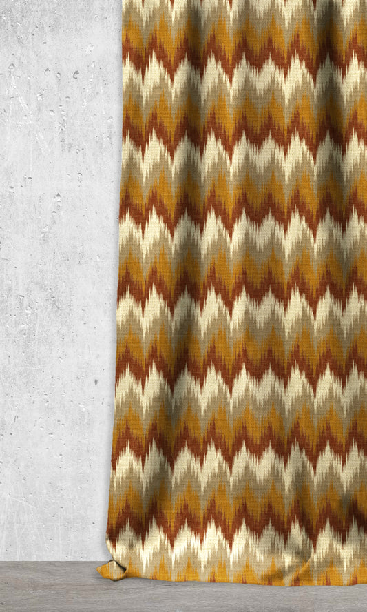 Patterned Ikat Drapes (Antique Gold/ Orange)