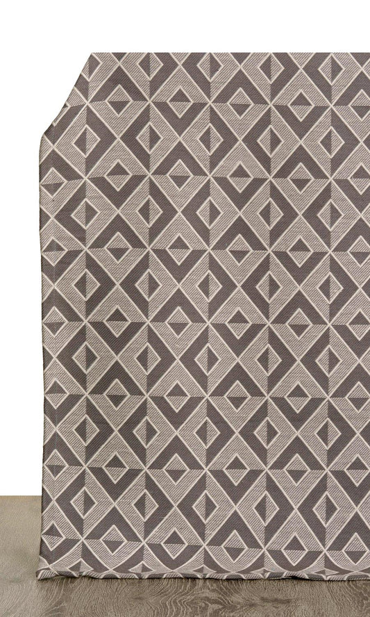 Diamond Patterned Jacquard Curtains (Charcoal Grey)