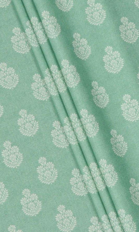 Floral Cotton Window Curtains (Sea Green)