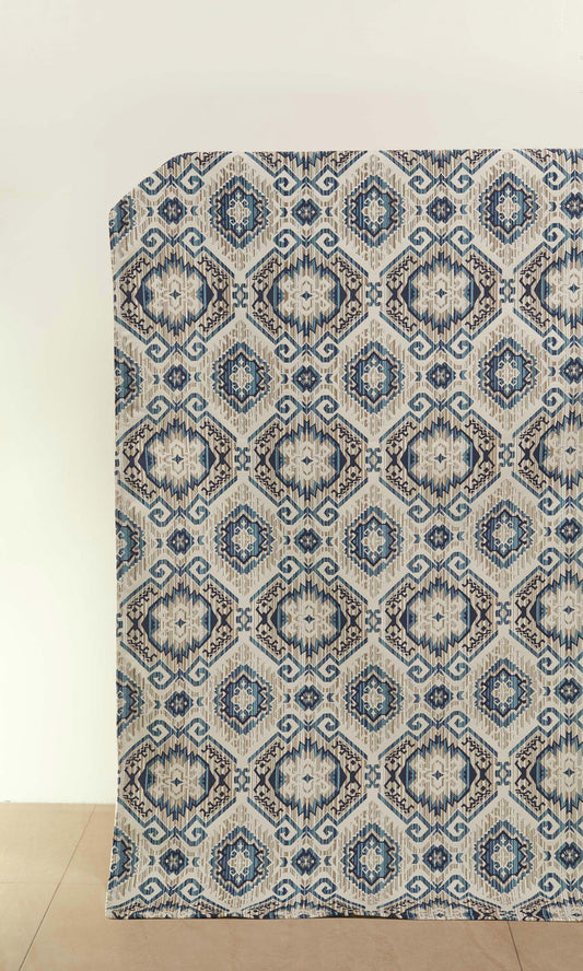 Bespoke Home Décor Fabric By the Metre (Pale Beige/ Sky Blue/ Navy Blue)