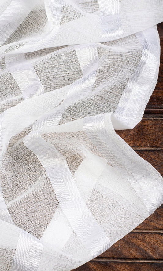 Striped Sheer Home Décor Fabric Sample (White)