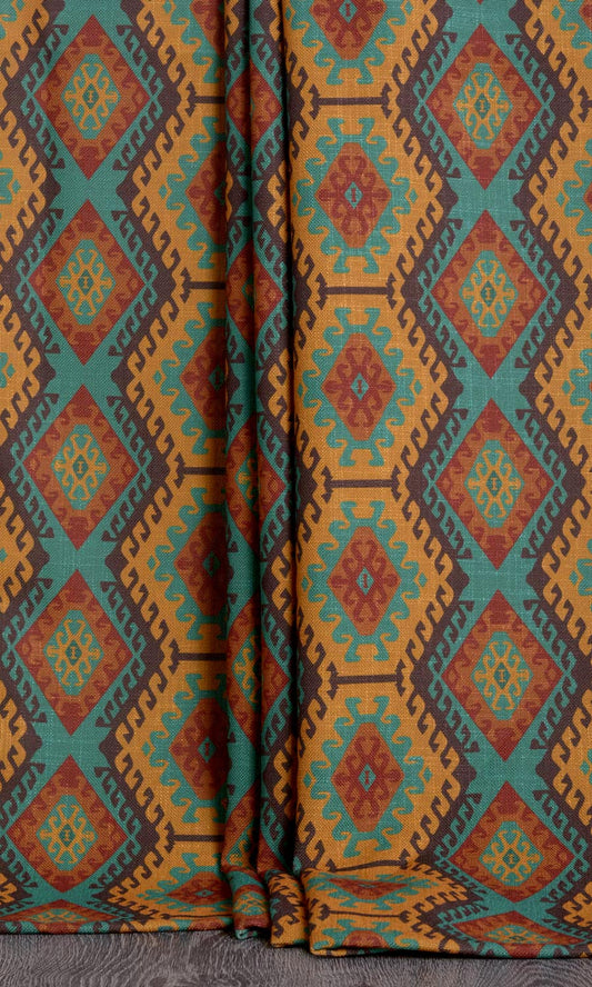 Kilim Print Home Décor Fabric Sample (Yellow/ Turquoise/ Orange)